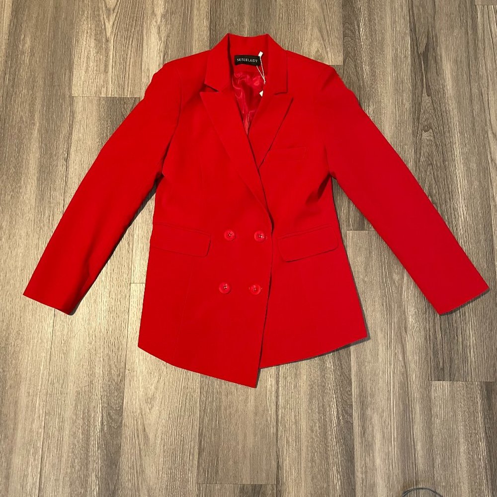 SOLD!  SUSIELADY Womens Red Business Suit Two Piece Set - Picture 2 of 15